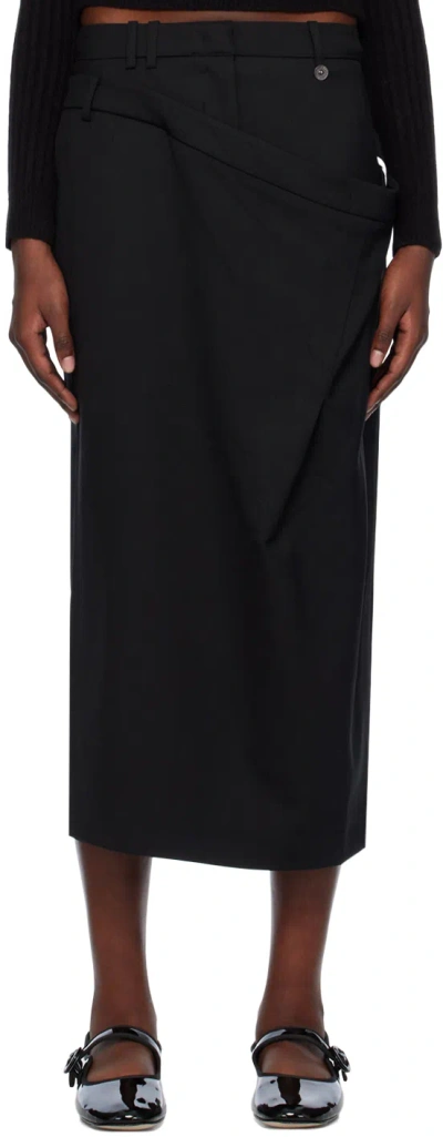 Lesugiatelier Black Layered Maxi Skirt