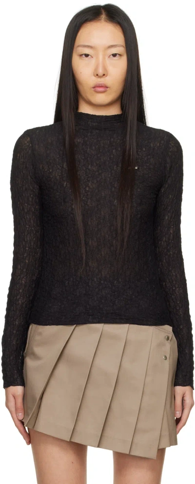 Lesugiatelier Black Mock Neck Long Sleeve T-shirt