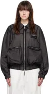 Lesugiatelier Black Sheer Overlay Bomber Jacket In Black