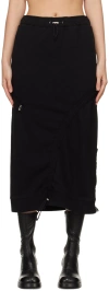 Lesugiatelier Black Shirring Midi Skirt In Black