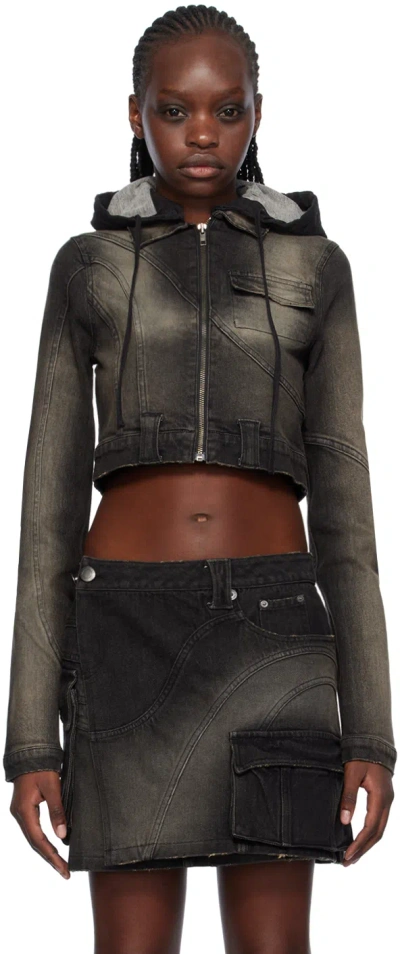 Lesugiatelier Black Silhouette Denim Jacket