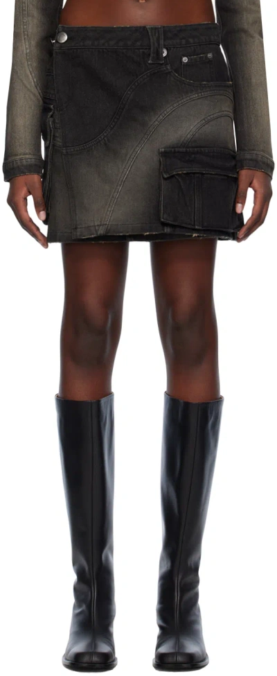 Lesugiatelier Black Silhouette Denim Miniskirt