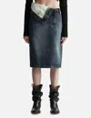 LESUGIATELIER FOLDED-WAIST DENIM MIDI SKIRT