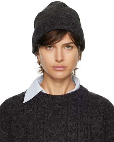 Lesugiatelier Gray Logo Beanie In Charcoal Grey