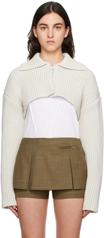 Lesugiatelier Off-white Spread Collar Cardigan