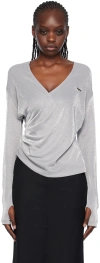 Lesugiatelier Silver Sparkle Hoodie In Silver