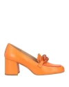 Les:venues Woman Loafers Orange Size 6 Leather In Orange