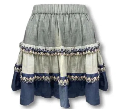 Let Me Be Albany Tiered Skirt In Multi In Blue