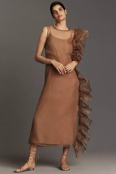 Let Me Be Asymmetrical Ruffle Midi Dress