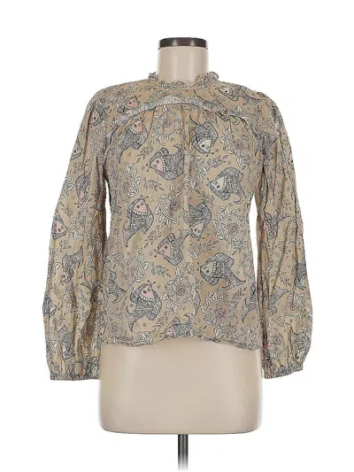 Pre-owned Let Me Be Long Sleeve Blouse In Brown