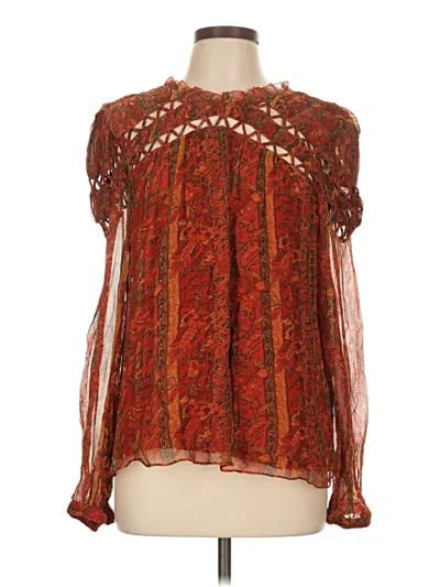 Pre-owned Let Me Be Long Sleeve Blouse In Red