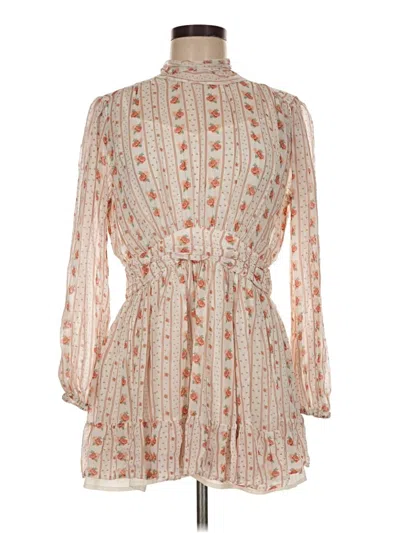 Pre-owned Let Me Be Long Sleeve Blouse In Tan