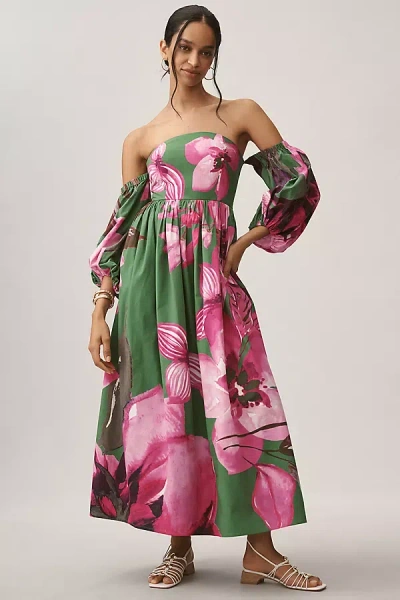 Let Me Be Long-sleeve Printed Midi Dress