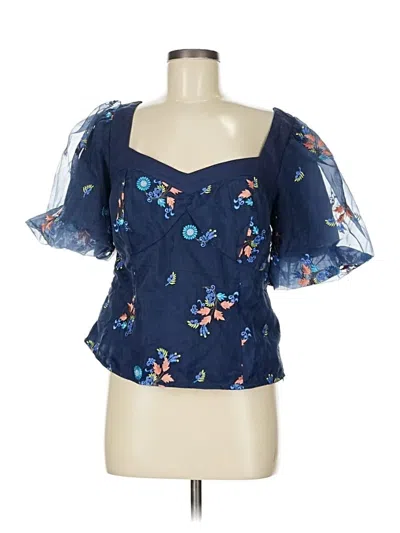 Pre-owned Let Me Be Short Sleeve Blouse In Blue