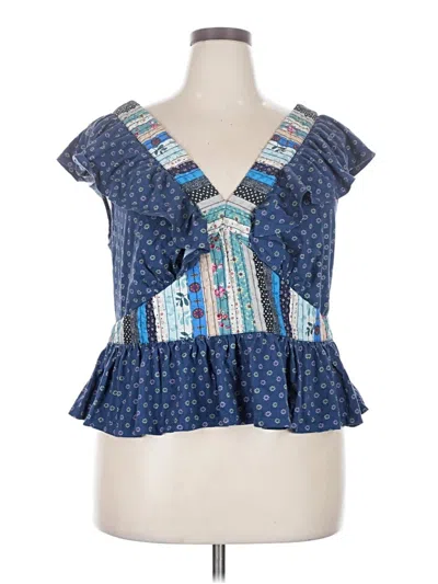 Pre-owned Let Me Be Short Sleeve Blouse In Blue