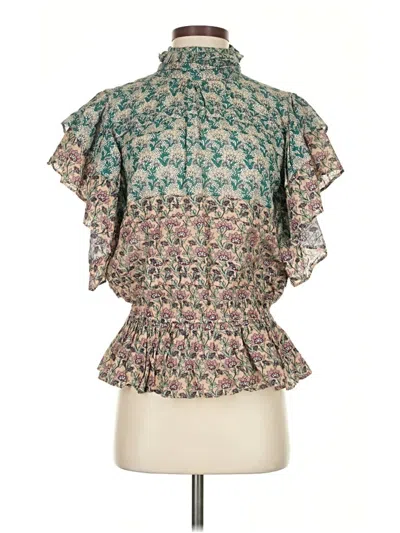 Pre-owned Let Me Be Short Sleeve Blouse In Green