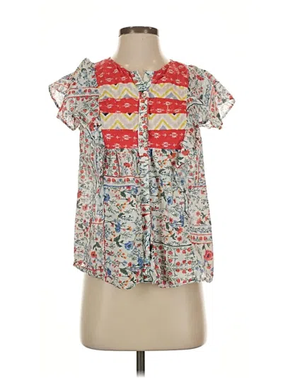 Pre-owned Let Me Be Short Sleeve Blouse In Red