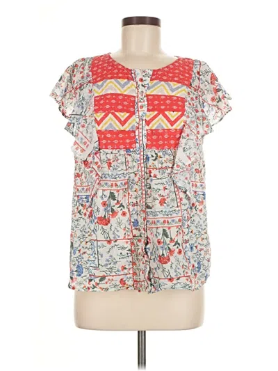 Pre-owned Let Me Be Short Sleeve Blouse In Red