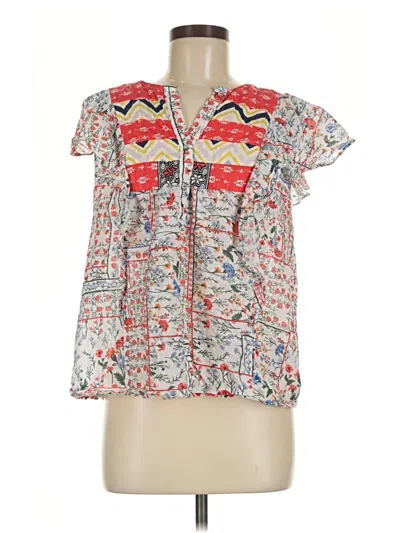 Pre-owned Let Me Be Short Sleeve Blouse In Red