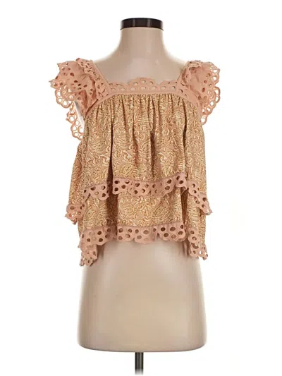Pre-owned Let Me Be Short Sleeve Top Gold Strapless Neckline Tops