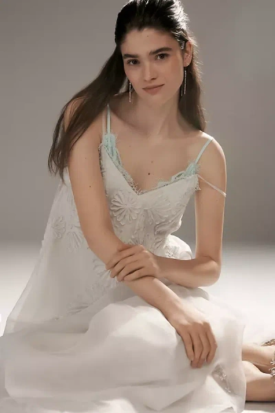 Let Me Be Sleeveless Appliqué Midi Dress In Blue