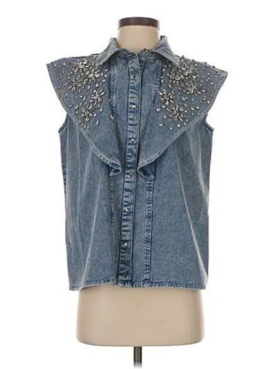 Pre-owned Let Me Be Sleeveless Button Down Shirt In Blue