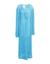 Letanne Woman Overcoat & Trench Coat Azure Size Onesize Cotton, Silk In Blue