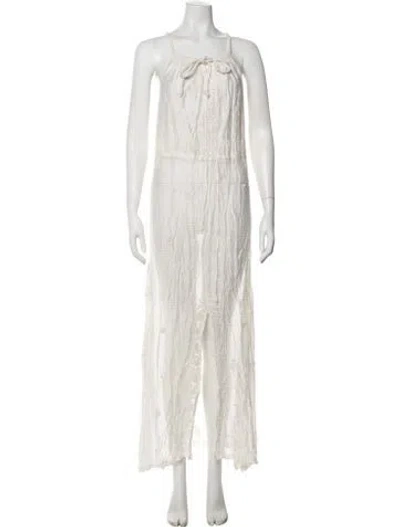Pre-owned Letarte Floral Print Long Dress In Neutrals