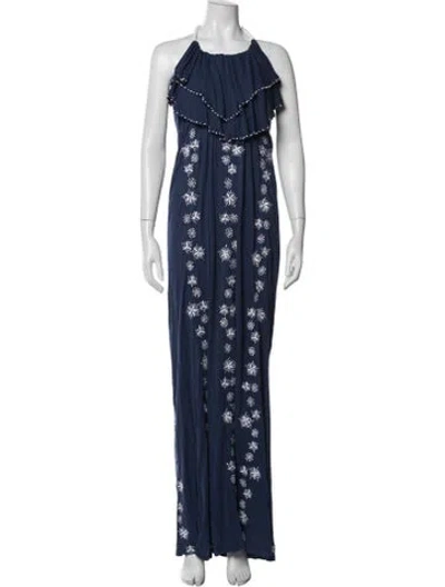 Pre-owned Letarte Floral Print Long Dress W/ Tags In Blue