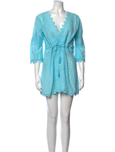 Pre-owned Letarte Floral Print Mini Dress In Blue