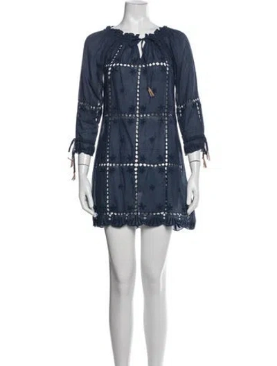 Pre-owned Letarte Floral Print Mini Dress In Blue