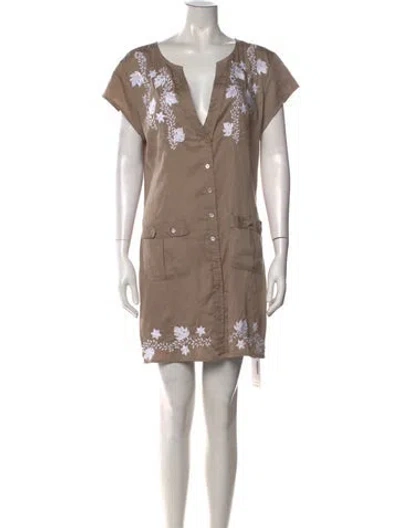 Pre-owned Letarte Floral Print Mini Dress In Neutrals