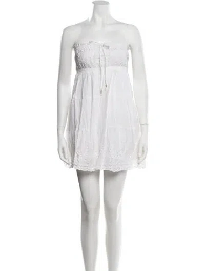 Pre-owned Letarte Floral Print Mini Dress In White