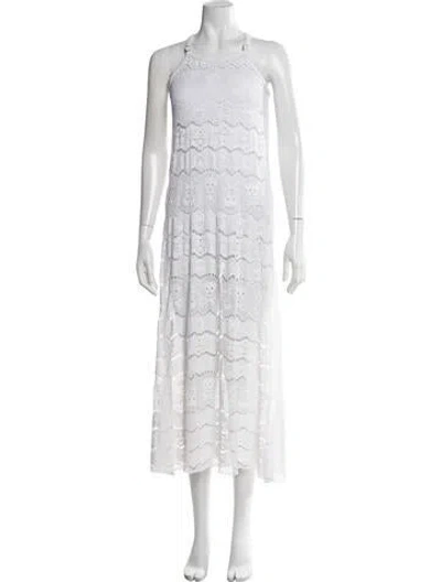 Pre-owned Letarte Lace Pattern Long Dress In White