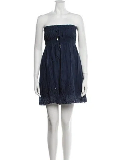 Pre-owned Letarte Lace Pattern Mini Dress In Blue