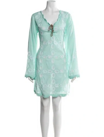 Pre-owned Letarte Lace Pattern Mini Dress In Blue/green