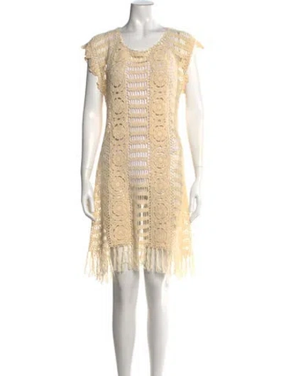 Pre-owned Letarte Lace Pattern Mini Dress In Neutrals
