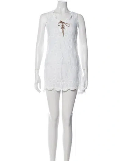 Pre-owned Letarte Lace Pattern Mini Dress In White