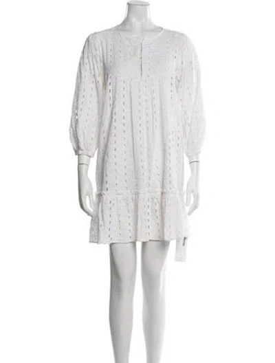 Pre-owned Letarte Lace Pattern Mini Dress In White