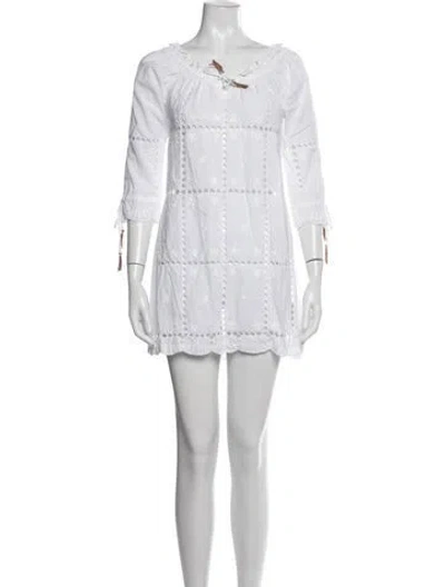 Pre-owned Letarte Lace Pattern Mini Dress In White