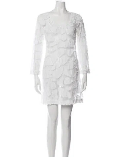 Pre-owned Letarte Lace Pattern Mini Dress In White