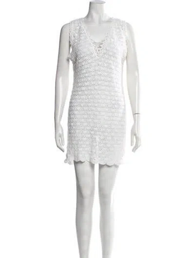 Pre-owned Letarte Lace Pattern Mini Dress In White