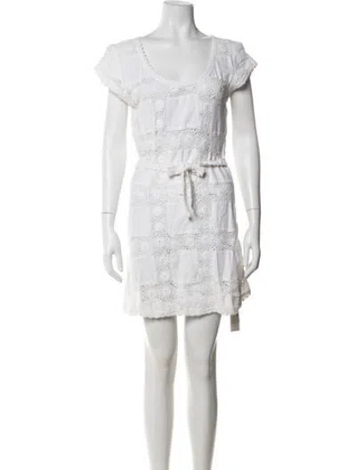 Pre-owned Letarte Lace Pattern Mini Dress In White