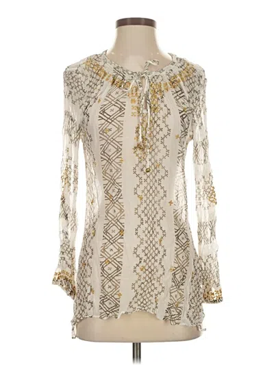 Pre-owned Letarte Long Sleeve Blouse In White