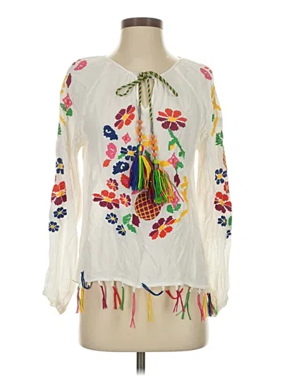 Pre-owned Letarte Long Sleeve Blouse In White