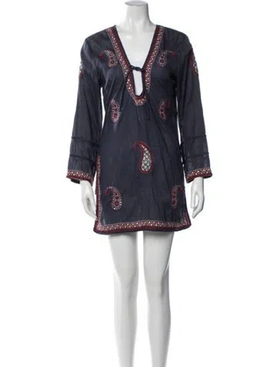 Pre-owned Letarte Paisley Print Mini Dress In Blue