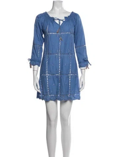Pre-owned Letarte Patterned Mini Dress In Blue