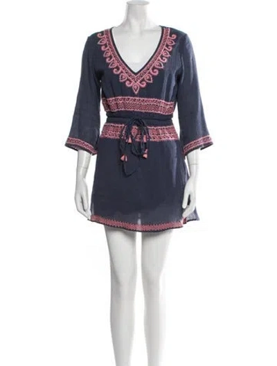 Pre-owned Letarte Patterned Mini Dress In Blue