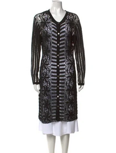 Pre-owned Letarte Patterned V-neck Sweater W/ Tags In Black