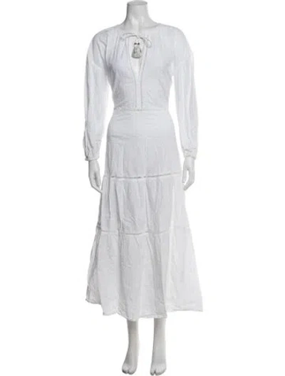Pre-owned Letarte Printed Long Dress In White